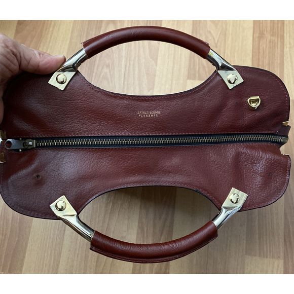 Vintage Leather School Florence Retro Handbag Purse Red Leather - Picture 8 of 12
